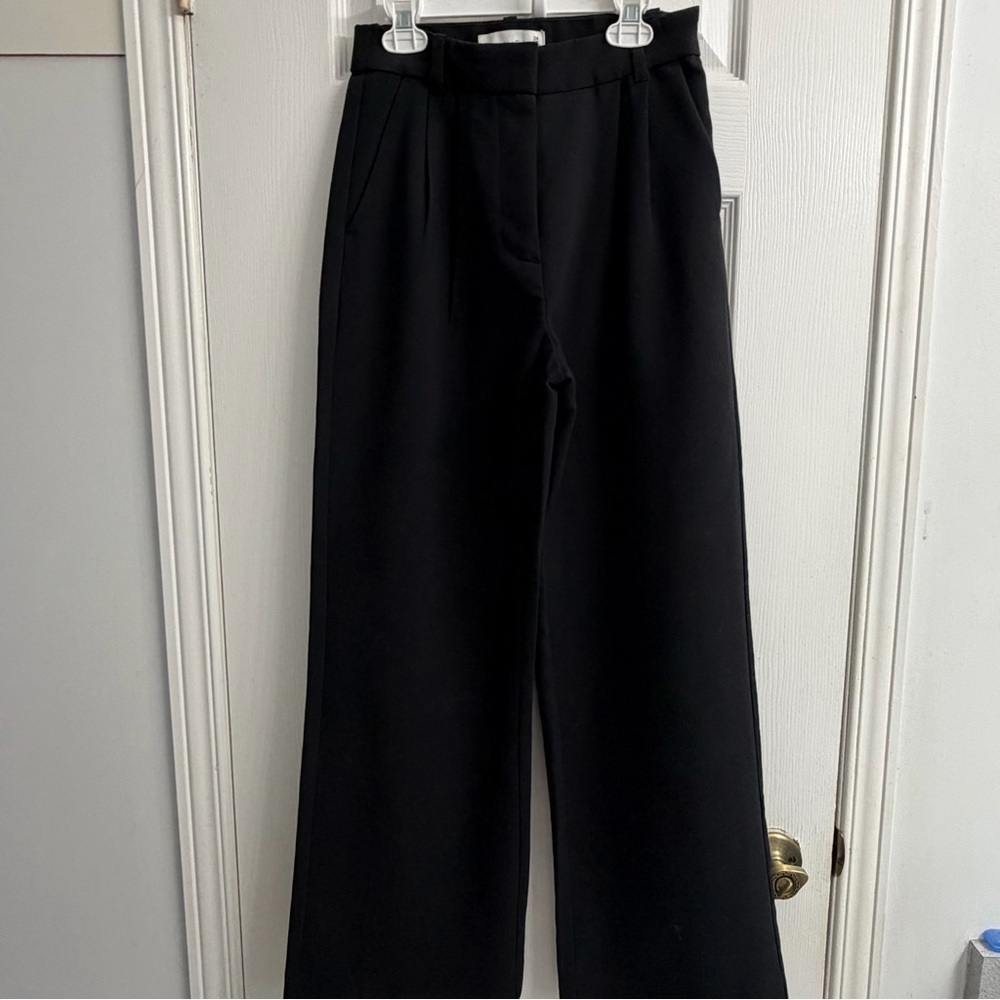 Abercrombie & Fitch Sloane Tailored Wide-Leg Women's Black Trousers Size 24 (00) - Picture 3 of 16